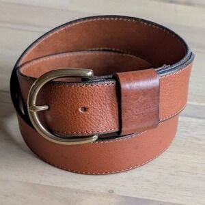 1937 Accessories Genuine Leather Brown Tan Belt Brass Buckle USA Women's XS